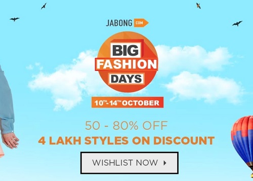 India Desire : Jabong Big Fashion Days [10th-14th Oct 2018]: Get Minimum 50%-80% Discount On Fashion Products
